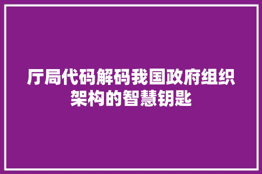 厅局代码解码我国政府组织架构的智慧钥匙  第1张