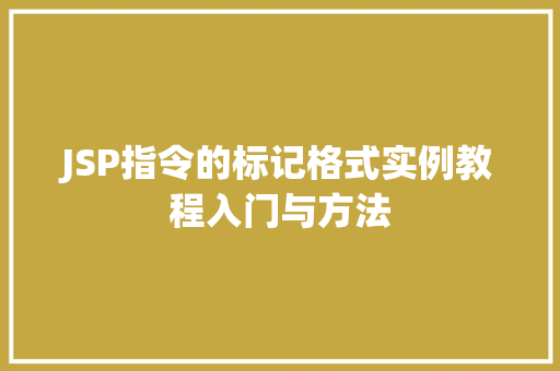 JSP指令的标记格式实例教程入门与方法