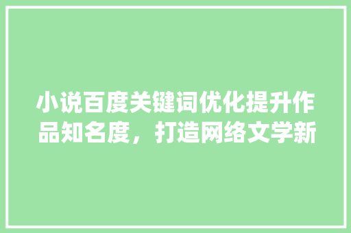 小说百度关键词优化提升作品知名度，打造网络文学新高峰_小说百度关键词优化