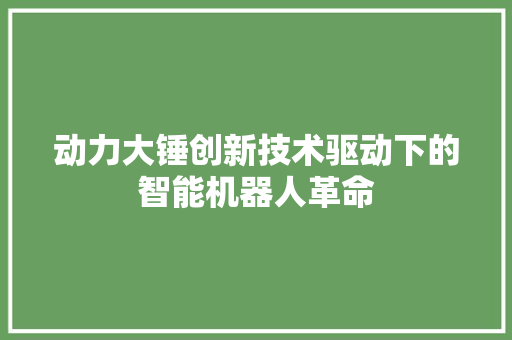 动力大锤创新技术驱动下的智能机器人革命  第1张