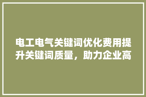 电工电气关键词优化费用提升关键词质量，助力企业高效营销_电工电气关键词优化费用