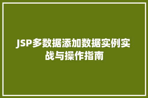 JSP多数据添加数据实例实战与操作指南