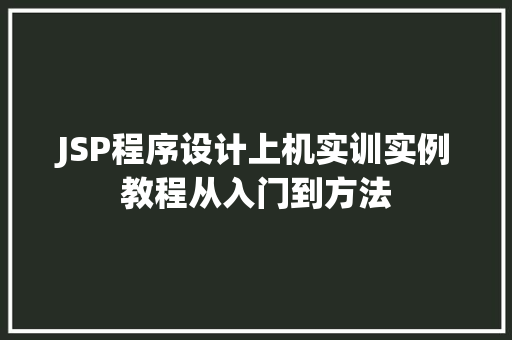 JSP程序设计上机实训实例教程从入门到方法