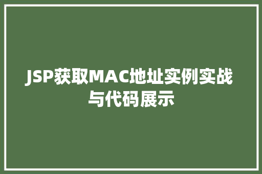 JSP获取MAC地址实例实战与代码展示