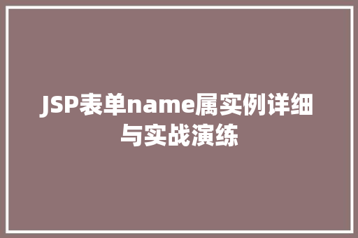 JSP表单name属实例详细与实战演练