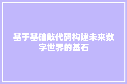 基于基础敲代码构建未来数字世界的基石