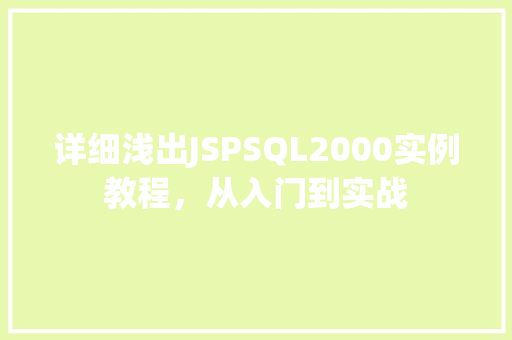 详细浅出JSPSQL2000实例教程，从入门到实战