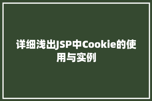详细浅出JSP中Cookie的使用与实例
