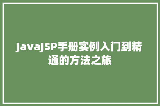 JavaJSP手册实例入门到精通的方法之旅