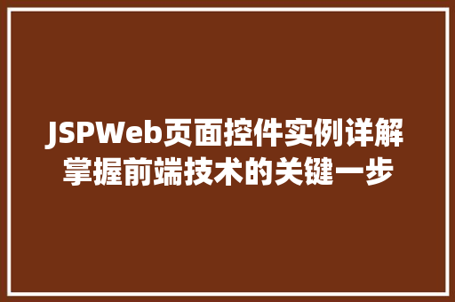 JSPWeb页面控件实例详解掌握前端技术的关键一步