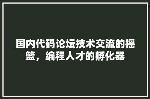 国内代码论坛技术交流的摇篮，编程人才的孵化器