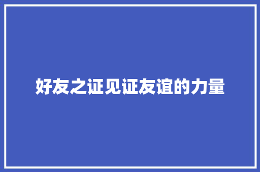 好友之证见证友谊的力量