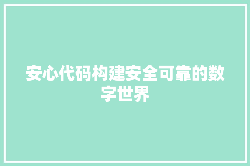 安心代码构建安全可靠的数字世界