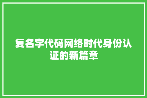 复名字代码网络时代身份认证的新篇章