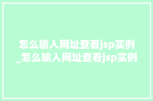 怎么输入网址查看jsp实例_怎么输入网址查看jsp实例信息  第1张