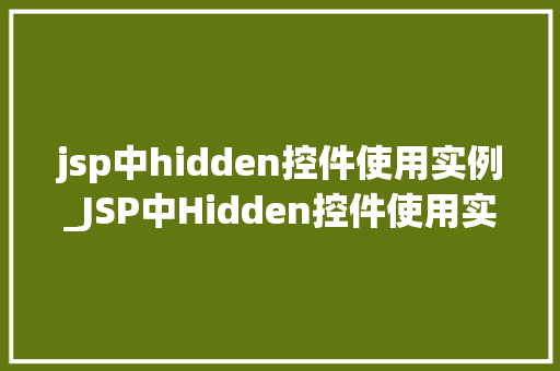 jsp中hidden控件使用实例_JSP中Hidden控件使用实例详细与实战演练