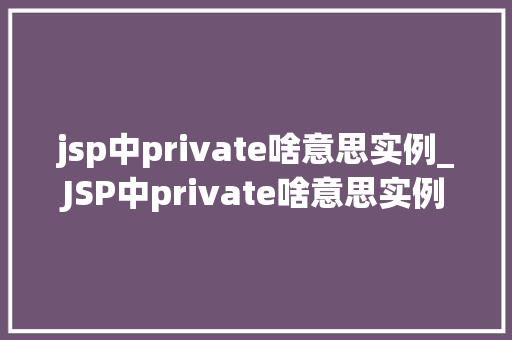 jsp中private啥意思实例_JSP中private啥意思实例详解