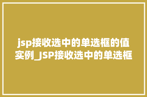 jsp接收选中的单选框的值实例_JSP接收选中的单选框的值实例实战与代码展示