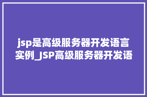 jsp是高级服务器开发语言实例_JSP高级服务器开发语言实例全  第1张