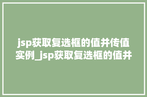 jsp获取复选框的值并传值实例_jsp获取复选框的值并传值实例详解从入门到精通