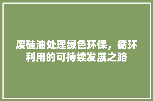 废硅油处理绿色环保，循环利用的可持续发展之路  第1张