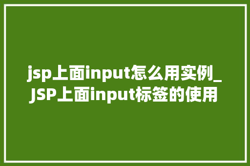 jsp上面input怎么用实例_JSP上面input标签的使用实例详解