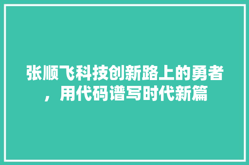 张顺飞科技创新路上的勇者，用代码谱写时代新篇