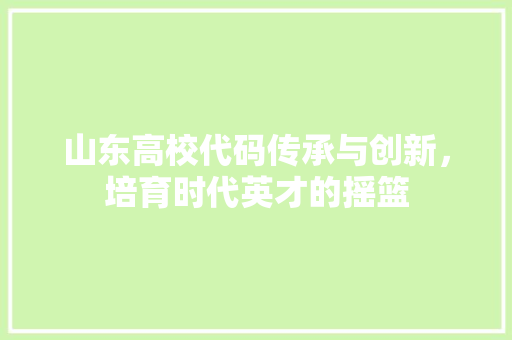 山东高校代码传承与创新，培育时代英才的摇篮  第1张