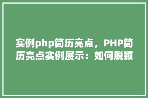 实例php简历亮点，PHP简历亮点实例展示：如何脱颖而出