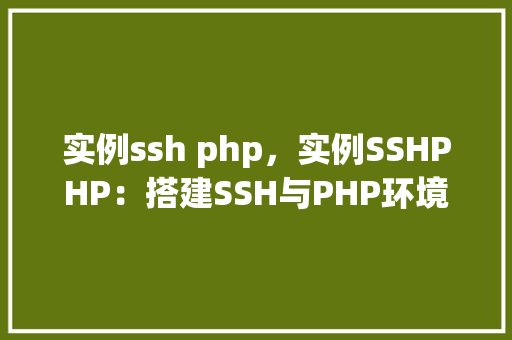 实例ssh php，实例SSHPHP：搭建SSH与PHP环境实战指南