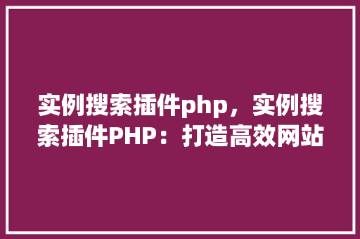 实例搜索插件php，实例搜索插件PHP：打造高效网站搜索功能