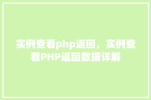 实例查看php返回，实例查看PHP返回数据详解