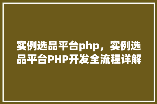 实例选品平台php，实例选品平台PHP开发全流程详解
