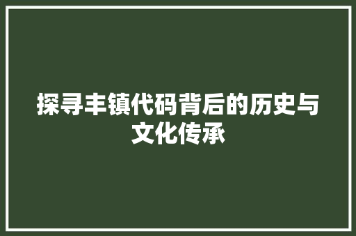 探寻丰镇代码背后的历史与文化传承  第1张
