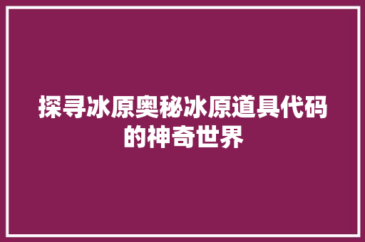 探寻冰原奥秘冰原道具代码的神奇世界  第1张