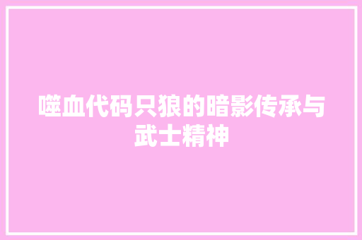 噬血代码只狼的暗影传承与武士精神