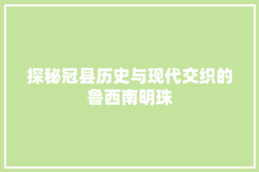 探秘冠县历史与现代交织的鲁西南明珠  第1张