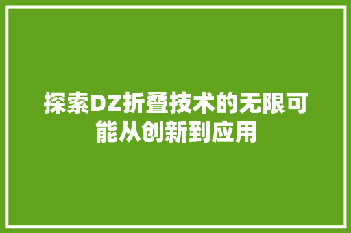 探索DZ折叠技术的无限可能从创新到应用