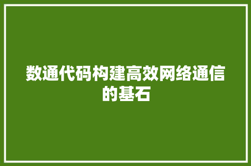 数通代码构建高效网络通信的基石