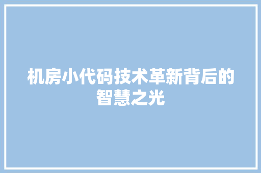 机房小代码技术革新背后的智慧之光  第1张