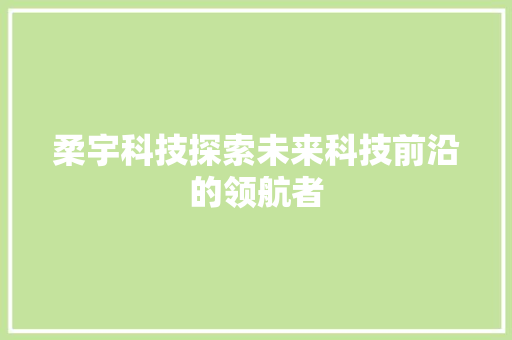 柔宇科技探索未来科技前沿的领航者