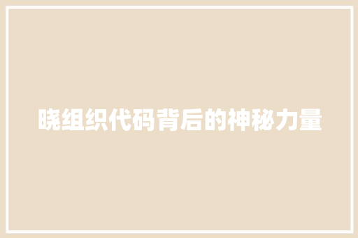 晓组织代码背后的神秘力量