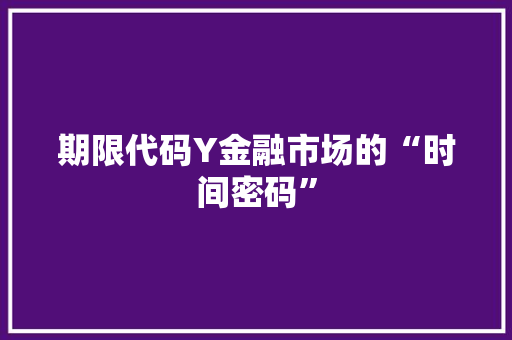 期限代码Y金融市场的“时间密码”  第1张