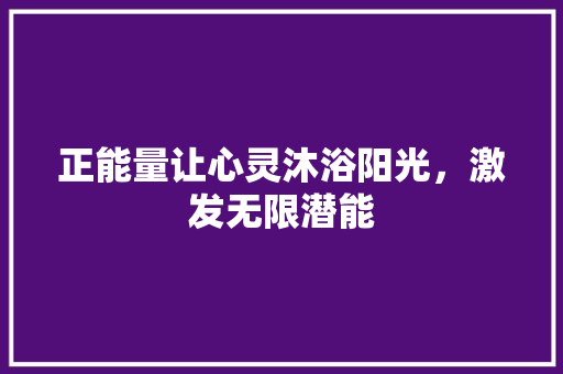 正能量让心灵沐浴阳光，激发无限潜能