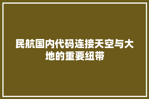 民航国内代码连接天空与大地的重要纽带