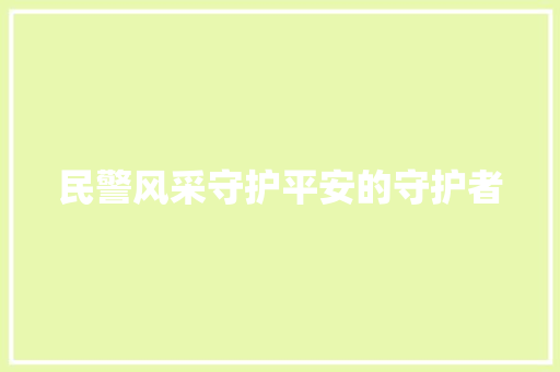 民警风采守护平安的守护者