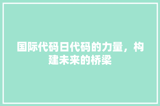 国际代码日代码的力量，构建未来的桥梁