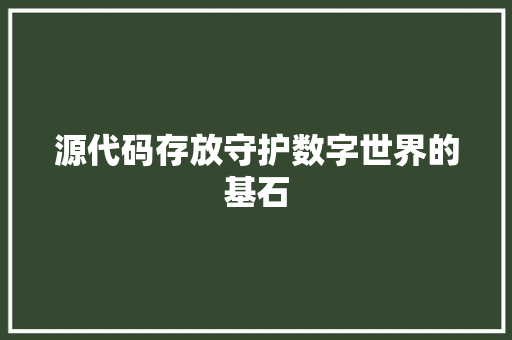 源代码存放守护数字世界的基石  第1张