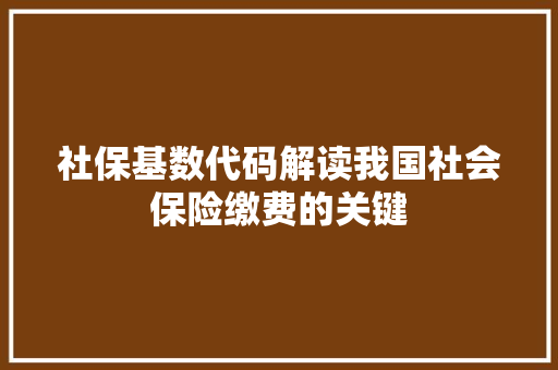社保基数代码解读我国社会保险缴费的关键  第1张