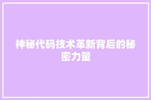 神秘代码技术革新背后的秘密力量